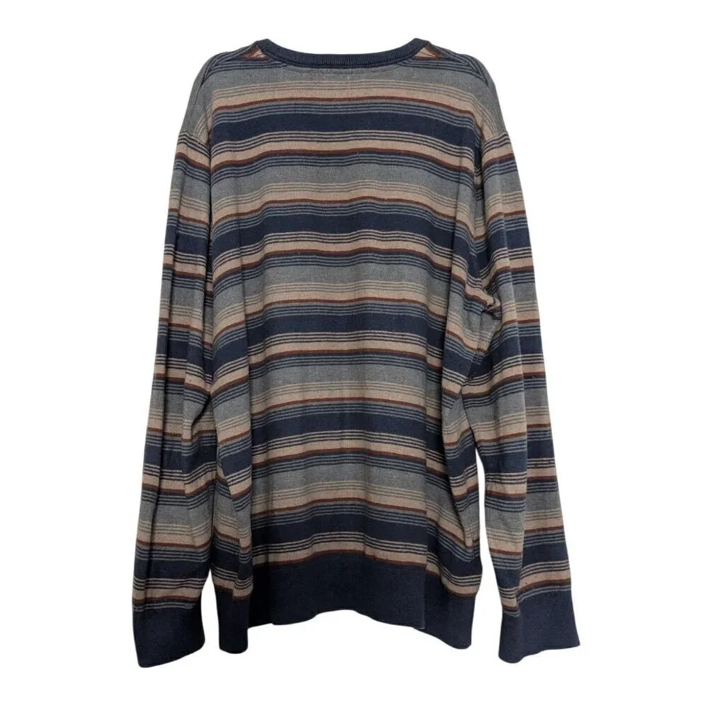 Eddie Bauer Stripe Sweater Mens Size XL Tall Blue Cotton Merino Wool Long Sleeve - Picture 7 of 10